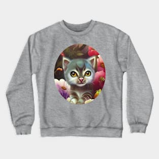 Kitty dreamy adorable Portrait in Magic Floral Garden Crewneck Sweatshirt